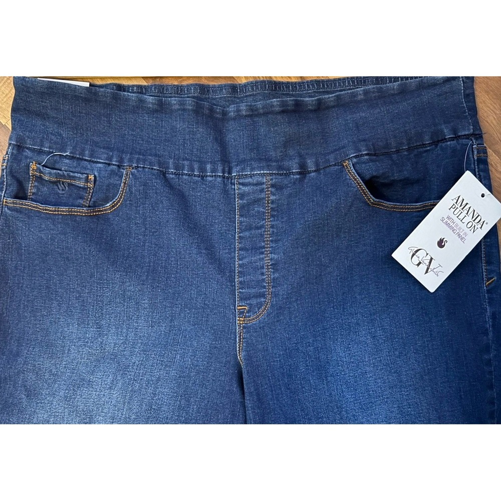Gloria Vanderbilt Pull On Denim Jeans 18 Short Slimming Panel Amanda Vermont NWT - Picture 4 of 16